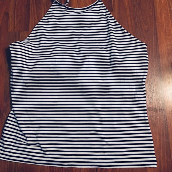 Liz Claiborne Pants - Liz Claiborne halter top, medium, blk & wht stripe